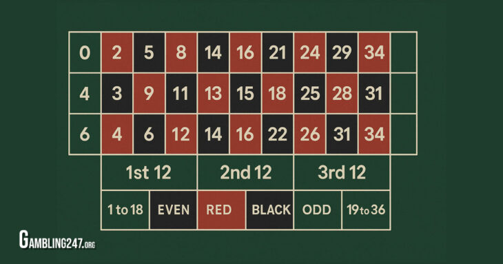Roulette table layout
